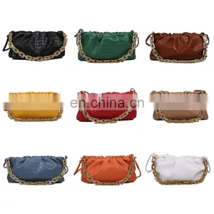 Women Pleated Cloud Handbags, Gold Chain Shoulder Bag Luxury Pure Color Ruched Hobos Lady Dumpling Wrinkled Crossbody Bags/ thumbnail-5