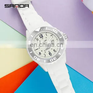 Sanda 1053 Designer Women Quartz Wrist Watch Resin Strap Luminous Waterproof Fashion Analog Watches Ladies thumbnail-4
