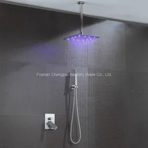 Concealed LED Square Shower Head With Shower Arm Shower Mixer 304 Stainless Steel Showerhead thumbnail-2