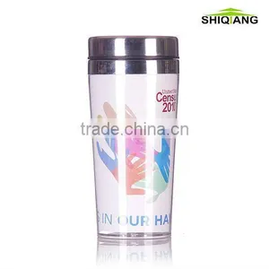 450ml Double Wall Thermal Coffee Mugs With S/S Inner Plastic Outer With Paper Insert Promotion Mugs thumbnail-1