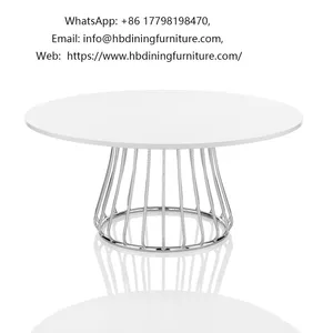Iron Legs MDF White Round 3 Sets Table thumbnail-1