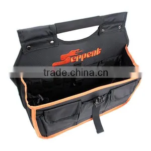 Heavy Duty 1680D Carpenters Tool Bag Multifunctional Carpenters Tool Bag Deluxe Black Carpenters Tool Bag With Orange Trim thumbnail-6