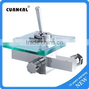Glass Bathtub Faucet Glass Waterfall Faucet Bath Tub Faucet With Glass Spout thumbnail-1