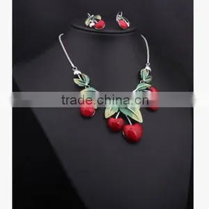 2015 Fashion New Design Big Red Cherry Necklace Sets Quality Choice thumbnail-3