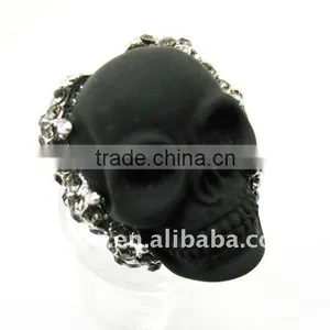 Black Skull Jewelry Ring W Crystal Stone thumbnail-1