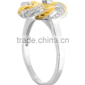 Two Tone Rhodium Plated Ring Earring Set thumbnail-3