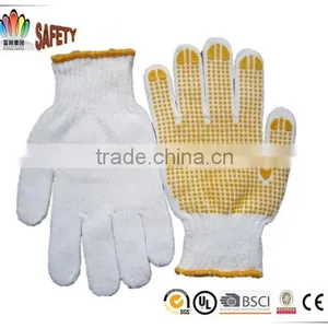 FT SAFETY 7G Poly-cotton Nature White String Knit Gloves With PVC Dots for Safety thumbnail-4