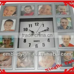 Plastic Wall Clock With Multi Photo Frame Home Decor Baby Pictures Digital Wall Clock thumbnail-1