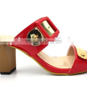 New Summer Middle Heel Lady Sandals Women Heel Slipper thumbnail-1