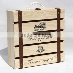 Custom Unfinished Pine Wood Wine Gift Box Wine Packaging Box thumbnail-1