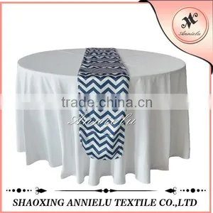 Cheap White Satin Printed Chevron Table Runner thumbnail-1