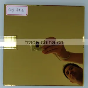 Luxury Unframed Bronze Gold Mirror Made of Golden Tinted Float Glass thumbnail-1