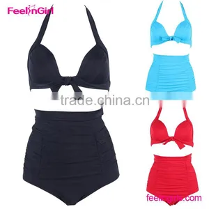 Feelingirls Halter Neck Swimsuit High Waisted Bikini Set thumbnail-1