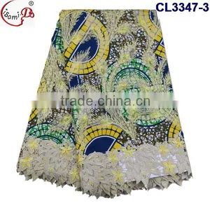 CL3347 New Design Popular Wax Lace Fabric,wholesale Price Multi Color Wax Lace for Sale thumbnail-4