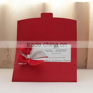 2016 Newmengxing Black, Red, Gold Wedding Invitations With Ribbon Bow thumbnail-2