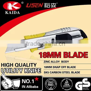 New Developed Zinc Handle 18mm Snap off Blade Utility Cutter thumbnail-1