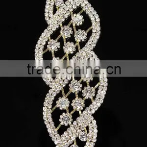 2015 Fancy Gold Wholesal Crystal Flower Rhinestone Applique thumbnail-1
