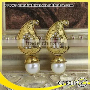 Gold Color Women Vintage Small Order Pearl Earring thumbnail-2