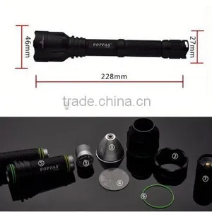 F2 IPX7 Waterproofing XM-L T6 LED 18650 Battery Aluminum Defend High Power Led Torch Black Light Torch thumbnail-6