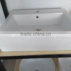 Chaozhou Ceramic Basin Square Shape Single Hole White Wash Basin Hot Sale Art Basin New Design Hot Sale Art BasinB004 thumbnail-4