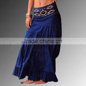 Cotton Embroidery Panal Ankle Length Skirt thumbnail-1