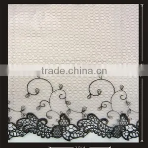 Shiny Polyester Yarn Embroidery on Tattoo Fabric Guipure Scallop Trim thumbnail-1