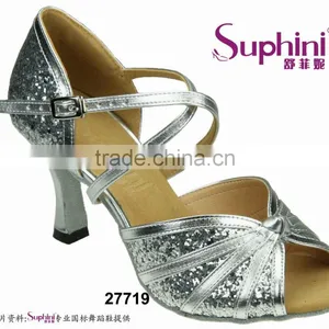 Sequin Ladies Shoes , Women Wide Ballroom Dance Shoes thumbnail-2