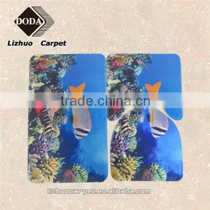 Cheap Polyester Decorative Fish Printed Bathroom Mat Set thumbnail-1