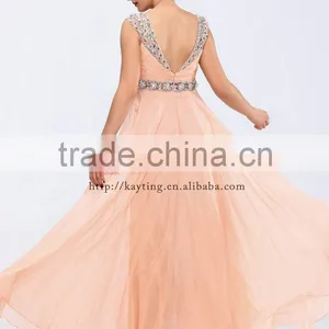 Elegant Sleeveless Beaded Dark V Backless Evening Dress New thumbnail-3