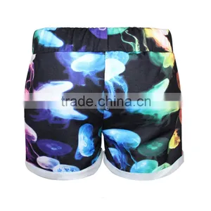 2015 Women Shorts Sublimation Print Jellyfish Running Shorts Elastic Waist N16-1 thumbnail-2