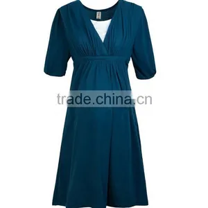 Comfortable Cotton Maternity Clothes Nursing Breastfeeding Dress thumbnail-1