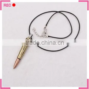Hip Hop Necklace With Bullet Pendant, Leather Necklaces for Men thumbnail-1