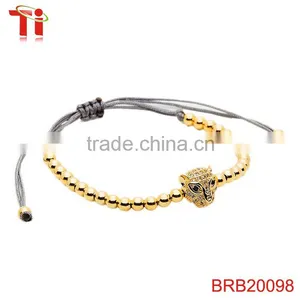 Gold Plating Copper Beads Marble Bead Bracelet Bead Woven Bracelet, Leopard Head Bracelet thumbnail-1