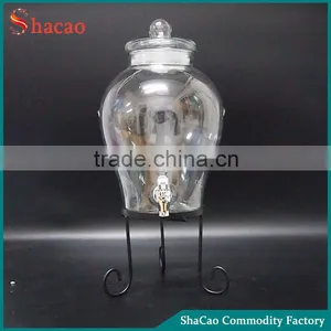 6300ml Water Jar Wholesale Glass Beverage Dispenser With Metal Rack thumbnail-1