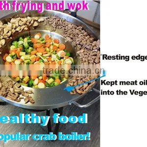 Both Frying and Wok Gas Boiler W/Stand, Great Wokpannne Stainless Steel Frying Wok,popular Crab Boiler thumbnail-3