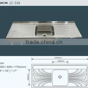 JZ-336 Export Iraq Cheap Double Drain Board Single Bowl Stainless Steel Kitchen Sink thumbnail-2
