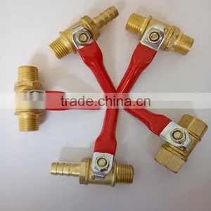 1/4" 3/8" 1/2" 3/4" Red Handle Female Brass Ball Valve thumbnail-1