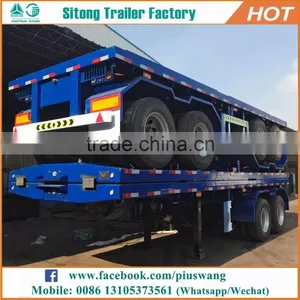 Durable 20ft 40ft Container Transport Semi Trailer 30 Ton Low Flatbed Semi Trailer thumbnail-1