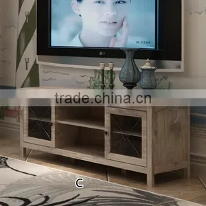 Natural Finish Rustic Design Wooden TV Storage Combination thumbnail-1