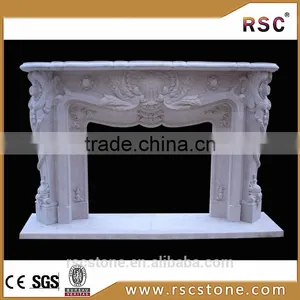French Style White Marble Fireplace Mental for Sale thumbnail-1
