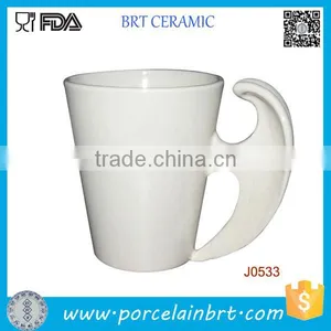 Special Wing Handle White Porcelain China Mug thumbnail-1