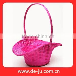 Red Dying Bamboo Long Handle Handicraft Basket thumbnail-1
