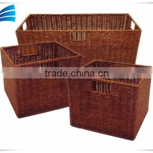 Rattan Wikcer Storage Stackable Baskets, Set of 3 thumbnail-1