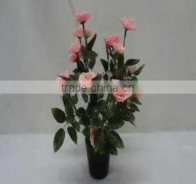 FO-5117 Artificial Flowers With Plastic Pots,pink Silk Flower,home Decoration Flower thumbnail-1