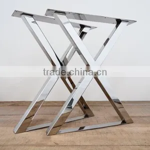 Best Quality Furniture Stainless Steel Polishing Finished X Shape Wood Table Leg thumbnail-1