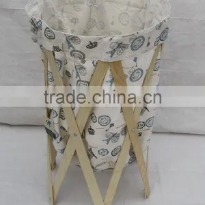 Wooden Foldable Laundry Basket Collapsible Laundry Hamper thumbnail-1