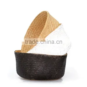 Colorful Dipped Bottom Seagrass Baskets/ Foldable Seagrass Laundry Basket thumbnail-5