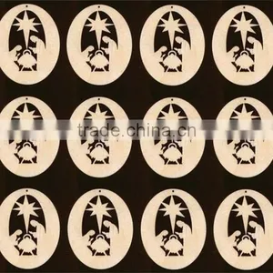 Hot Sell 12 NATIVITY Christmas Ornaments 3 Inch Tall Unfinished Wood Cutouts Made in China thumbnail-1