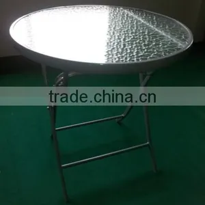 Steel Folding Glass Table thumbnail-1