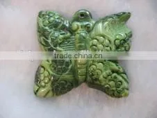 Wholesale 35mm Green Butterfly Carved Natural Coral Pendant thumbnail-1